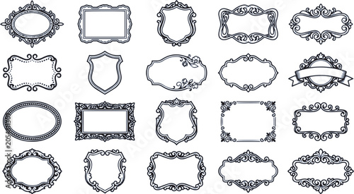 Decorative frame collection black vector illustration on white background
