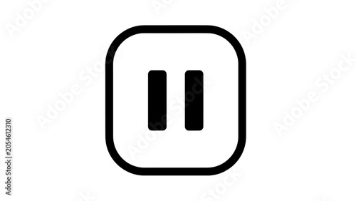 Obraz na płótnie A simple, modern, black and white pause icon with rounded corners