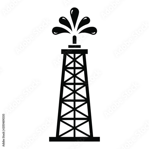 Billede på lærred Oil rig with spouting oil  drilling platform  petroleum extraction icon