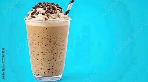 Iced Coffee Drink with Whipped Cream and Chocolate Sprinkles