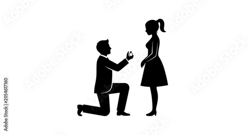 Bild auf Leinwand Man proposing on one knee to his partner creates a timeless scene of commitment, love, and the start of a new life together