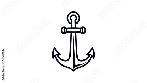 Stylized anchor graphic in dark outline on a white background