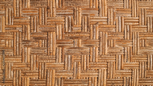 Textured background with brown rattan woven pattern