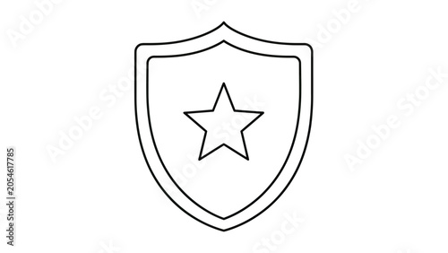 Outline of a shield with a star inside, against a white background