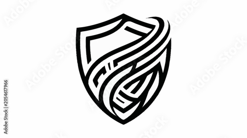 Foto Abstract Shield Emblem with Flowing Lines.