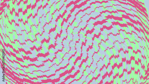 Abstract background with wavy zigzag lines in pink and light green