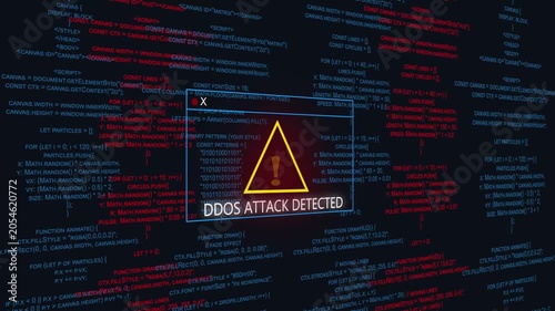 Cybersecurity alert: red warning triangle with 