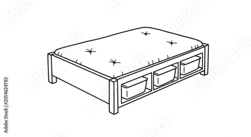 Photos Simple Line Drawing of a Bed Frame.
