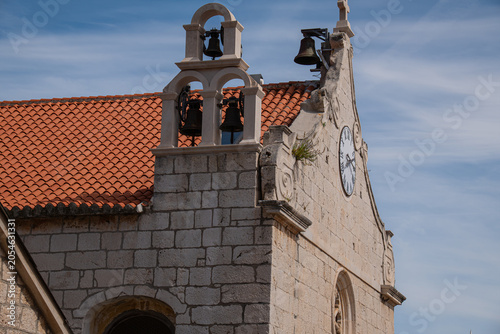 Cuadro en lienzo Old stone church bell tower in Boll,Brac island,Croatia