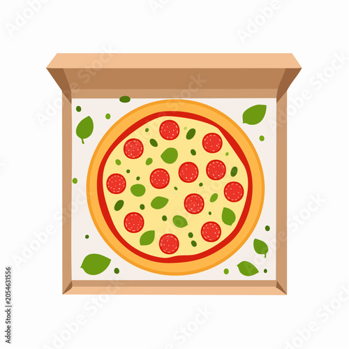 Pepperoni Pizza in Cardboard Box