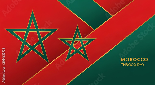 Abstract Moroccan Flag Background for National Throne Day Celebration and Patriotism