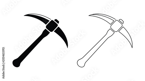 Bild auf Leinwand Pickaxe icon set in solid and outline style, black vector collection featuring m