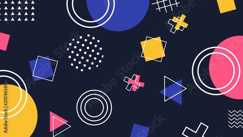 Abstract Memphis Geometric Shapes Looping Motion Graphic Background Video Animation