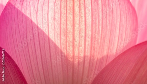 Detailed macro photograph of a single sacred lotus petal with elegant vertical lines