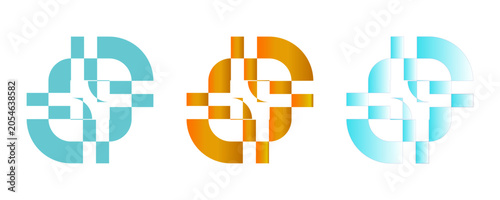 Abstract Geometric Logo Symbols Set with Teal, Orange, and Blue Gradients for Modern Brand Identity and Tech Startups