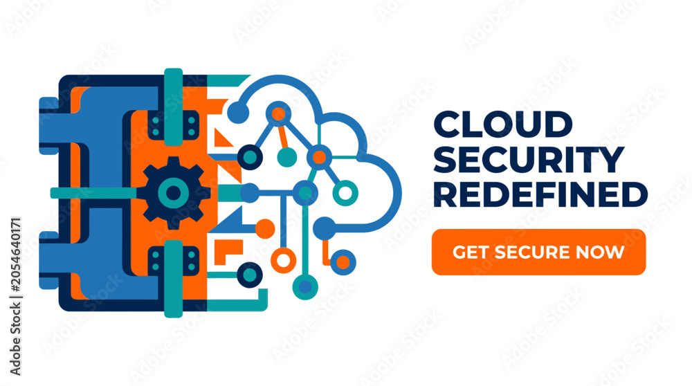 Fototapeta premium Cloud Security Redefined Illustration with Vault and Network Icon