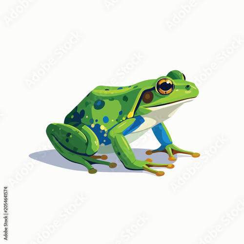 Vibrant green frog illustration isolated on a white background.
