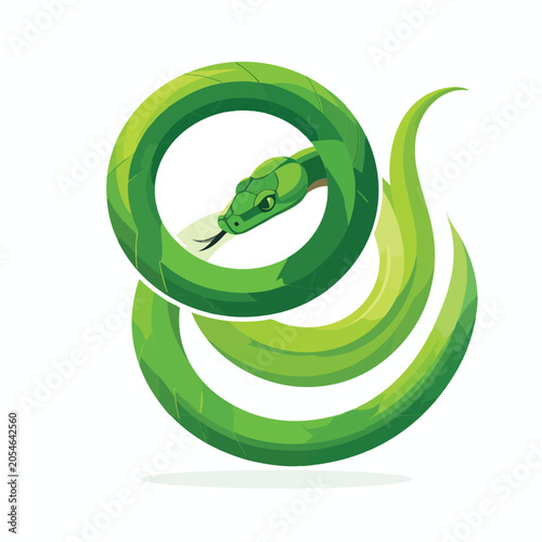 Abstract green snake illustration forming a circular infinity symbol shape.
