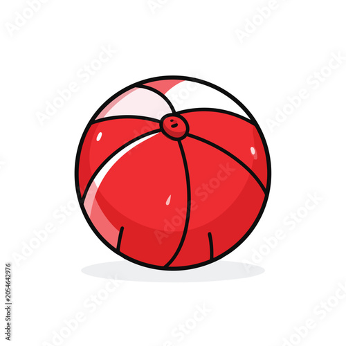 Cartoon red and white beach ball illustration.