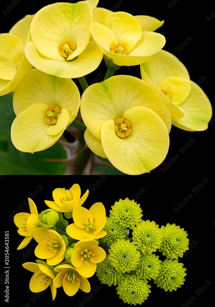 Fototapeta premium Golden Blooms: Vibrant Yellow & Lime Floral Duet