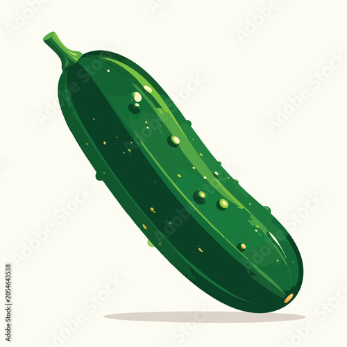 A single fresh green cucumber isolated on white background.
