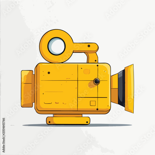 Stylized yellow retro video camera illustration.