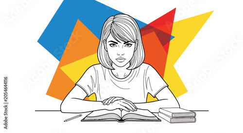 Young woman reading a book.