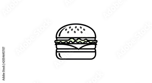 Simple black line drawing of hamburger.