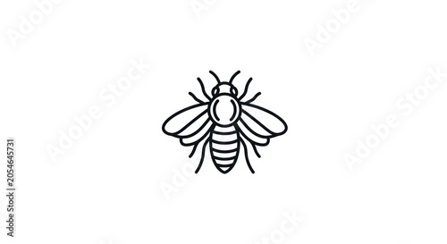 Simple black line art bee icon.