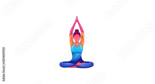 Woman doing yoga in blue outfit.