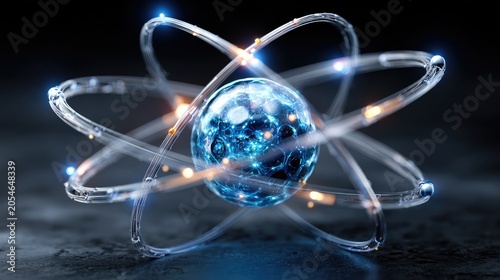 Stunning 3D Render of Atomic Structure Representing Science and Innovation in Physics, Symbolizing Energy, Matter, and the Fundamentals of the Universe