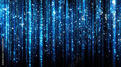 Enchanting Digital Stream of Binary Codes in Blue and Black Background Capturing the Essence of Technology and Innovation in Modern Digital Era