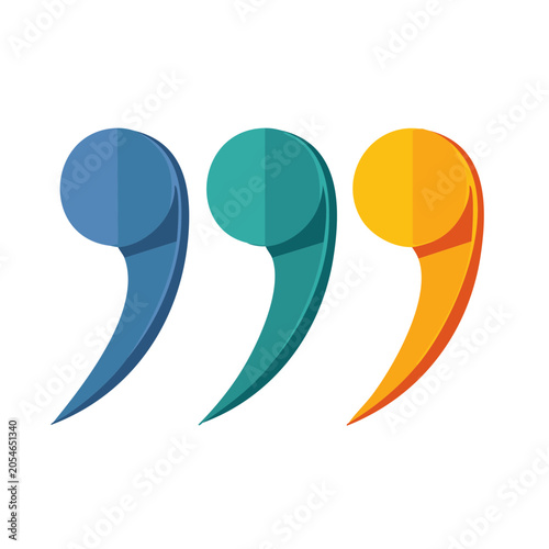 Set of colorful comma icons in flat design