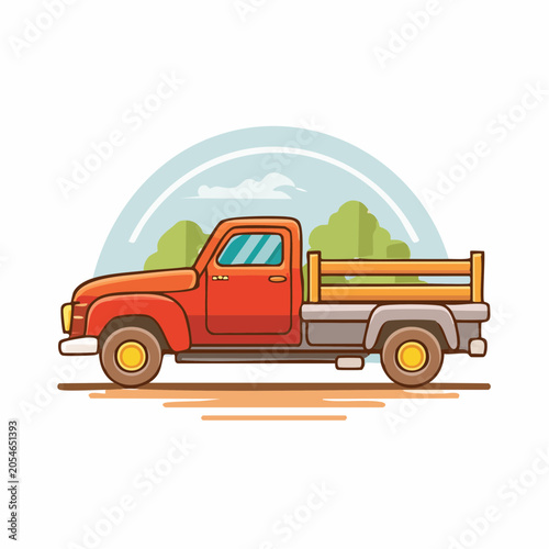 Vintage Red Pickup Truck Illustration