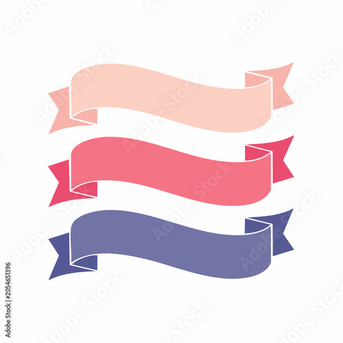 Three Wavy Ribbons in Pastel Colors