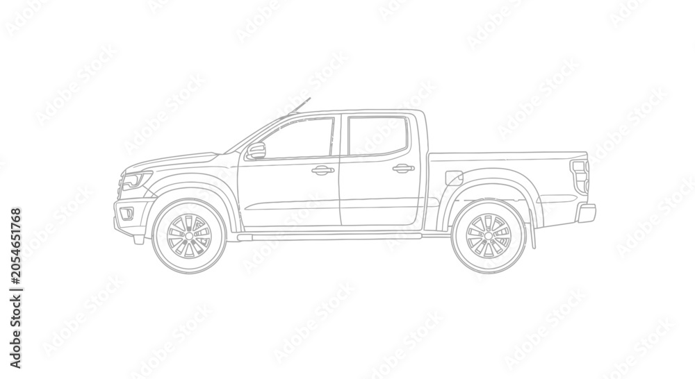 Fototapeta premium pickup truck outline drawing