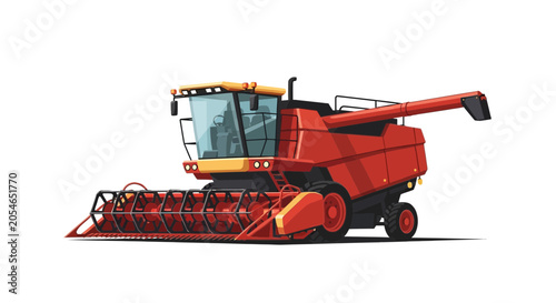 Photos red combine harvester machine