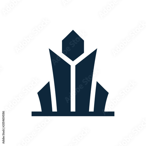 Modern Geometric House Roof Icon for Real Estate and Property