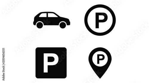Road sign and parking lot | car icon mark vector set.eps