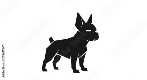 Obraz na płótnie Abstract black silhouette of a dog with large ears and geometric style
