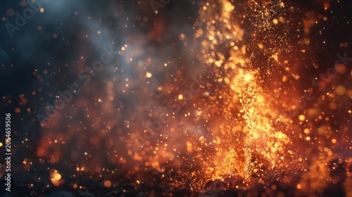Fiery abstract sparks floating against dark