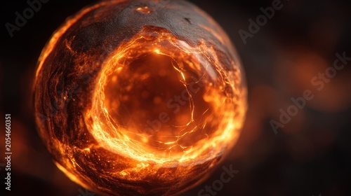 Fiery orb with glowing interior