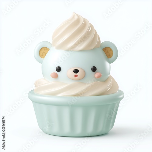 Clay style 3D baby ice cream