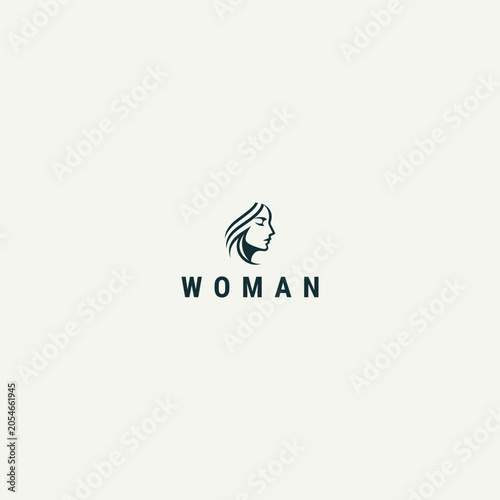 Foto Minimalist woman profile logo with the word woman beneath