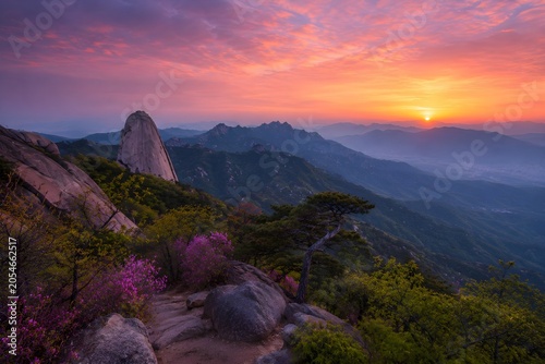 Sunset view at the mountain summit