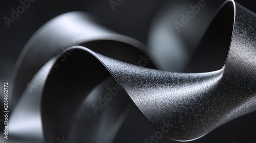 Abstract metal ribbons on transparent