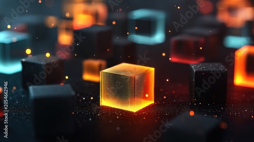 Abstract cubes with glowing effect