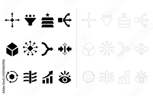 AI Context Orchestration and Workflow Management Icon Set with Routing Prioritization Decision Flow and Data Coordination Concepts