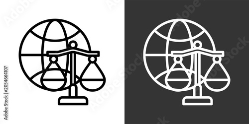 Foto International Law Black And White Multiple Style Icon Set Collection Pack Vector