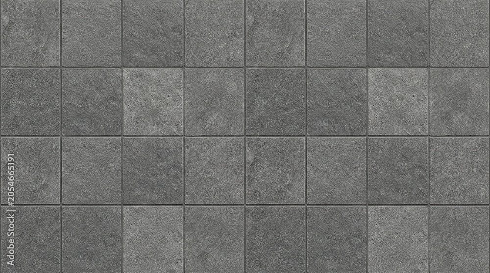 Fototapeta premium Textured Gray Stone Square Tiles, Seamless Pattern Background, Natural Slate Surface, Modern Architectural Material, Interior Design Element